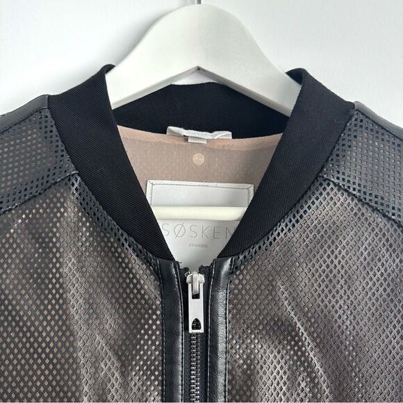 Sosken Cara Perforated Faux Leather Bomber Jacket Sz 2 - Picture 6 of 16